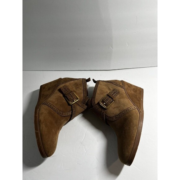 Franco Sarto Larielle Wedge Ankle Boots Booties Taupe Suede Women’s Size 9 - Picture 8 of 10